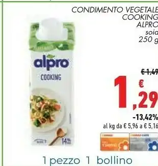 Conad Alpro Condimento Vegetale Cooking Soia offerta
