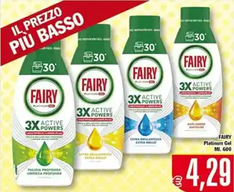 Conté Supermercati FAIRY Platinum Gel MI. 600 offerta