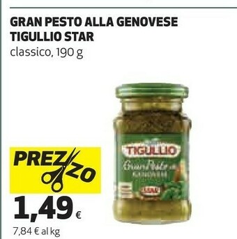 Coop Star Gran Pesto Alla Genovese Delicato E Cremoso Tigullio 190 G(ml) offerta