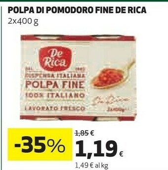 Coop De rica Polpa Di Pomodoro 800 G offerta