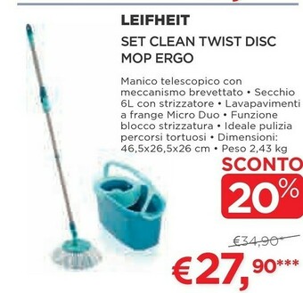 Coop Leifheit Set Clean Twist Disc Mop Ergo offerta