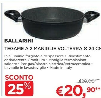 Ballarini Tegame A 2 Maniglie Volterra