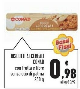 Conad Conad Biscotti Ai Cereali offerta
