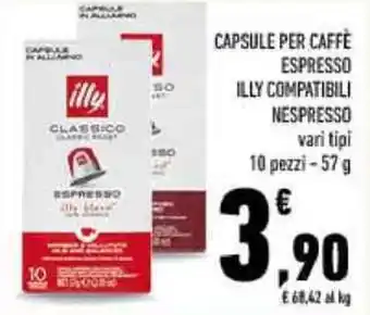 Conad CAPSULE PER CAFFÈ ESPRESSO ILLY COMPATIBILI NESPRESSO vari tipi 10 pezzi-57 g offerta