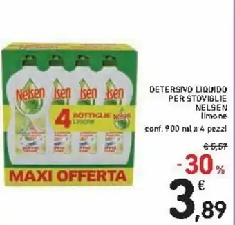 Spazio Conad Nelsen Detersivo Liquido Per Stoviglie 900ml x 4 pezzi offerta