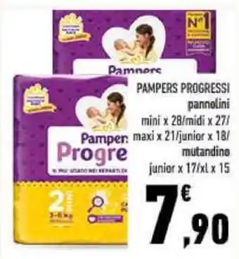 Conad PAMPERS PROGRESSI pannolini mini x 28/midi x 27 offerta
