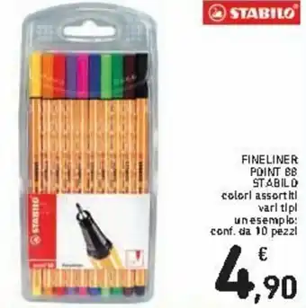 Spazio Conad Stabilo Fineliner Point 66 10 pezzi offerta