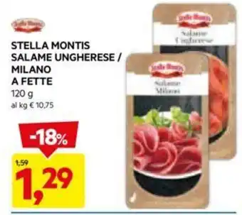 DPiù STELLA MONTIS SALAME UNGHERESE / MILANO A FETTE 120 g offerta