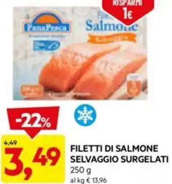DPiù FILETTI DI SALMONE SELVAGGIO SURGELATI 250 g offerta