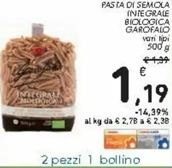Spazio Conad Garofalo Pasta di Semola Integrale Biologica 500g offerta