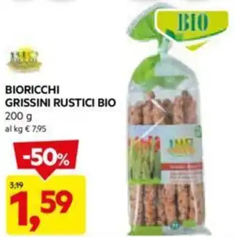 DPiù BIORICCHI GRISSINI RUSTICI BIO 200 g offerta