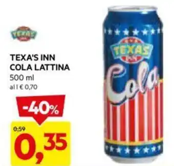DPiù TEXA'S INN COLA LATTINA 500 ml offerta