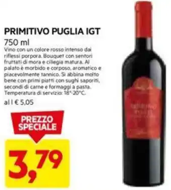 DPiù PRIMITIVO PUGLIA IGT 750 ml offerta