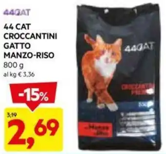 DPiù 44 CAT CROCCANTINI GATTO MANZO-RISO 800 g offerta