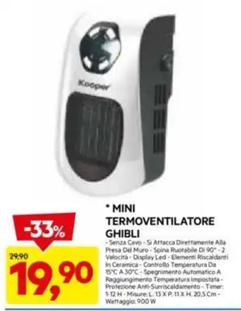 DPiù MINI TERMOVENTILATORE GHIBLI offerta