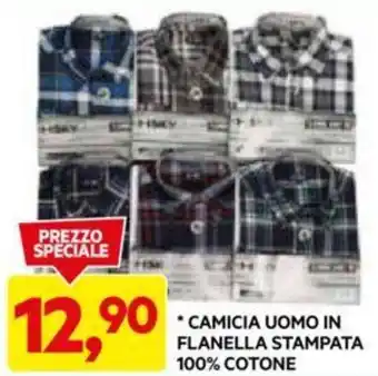 DPiù CAMICIA UOMO IN FLANELLA STAMPATA 100% COTONE offerta
