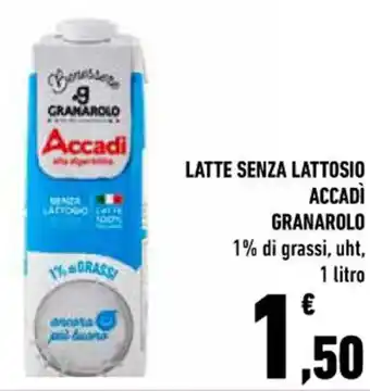 Conad City LATTE SENZA LATTOSIO ACCADÌ GRANAROLO 1% di grassi, uht, 1 litro offerta