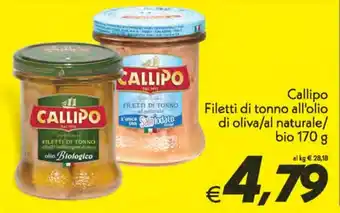 Iper Super Conveniente Callipo Filetti di tonno all'olio di oliva/al naturale/ bio 170 g offerta