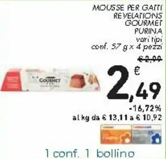 Spazio Conad Purina Gourmet Mousse per Gatti Revelations 57g x 4 pezzi offerta