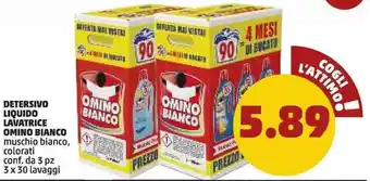 PENNY Omino Bianco Detersivo Liquido Lavatrice 3pz x 30 lavaggi offerta