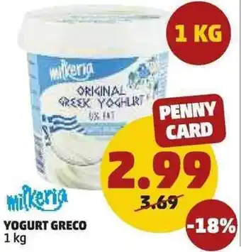 PENNY Milkeria Yogurt Greco 1kg offerta