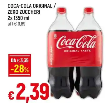 Galassia COCA-COLA ORIGINAL / ZERO ZUCCHERI 2x 1350 ml offerta