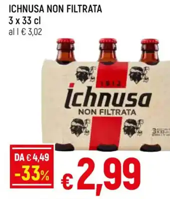 Galassia ICHNUSA NON FILTRATA 3 x 33 cl offerta