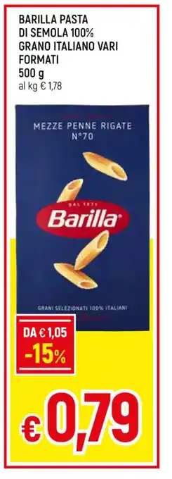 Galassia BARILLA PASTA DI SEMOLA 100% GRANO ITALIANO VARI FORMATI 500 g offerta