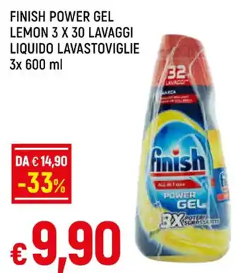 Galassia FINISH POWER GEL LEMON 3 X 30 LAVAGGI LIQUIDO LAVASTOVIGLIE 3x 600 ml offerta