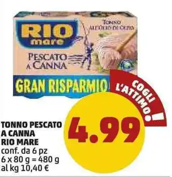 PENNY Rio Mare Tonno pescato a canna 6pz x 80g offerta