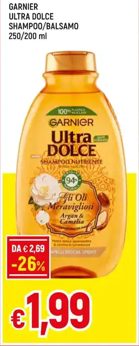 Galassia GARNIER ULTRA DOLCE SHAMPOO/BALSAMO 250/200 ml offerta