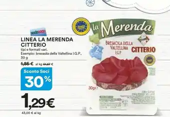 Coop Citterio La Merenda Bresaola Della Valtellina 30 G(ml) offerta