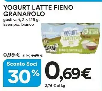 Coop Granarolo Yogurt Latte Fieno Bianco offerta