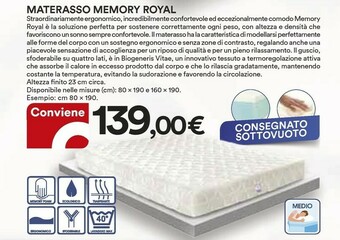 Coop Materasso Memory Royal offerta
