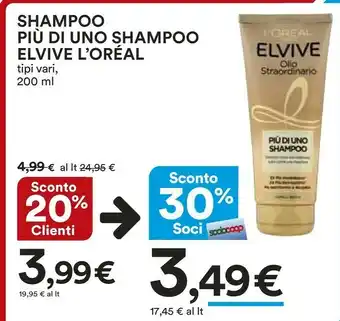 Coop L'Oreal Paris Shampoo Piu Di Uno Shampoo Elvive offerta