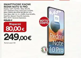 Coop Xiaomi Redmi Note 10 Pro Display 6,67 offerta