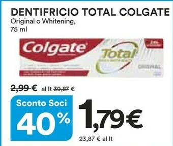 Coop Colgate Dentifricio Total offerta
