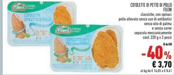 Conad Fileni Cotolette Di Petto Di Pollo Bio 220 G(ml) offerta