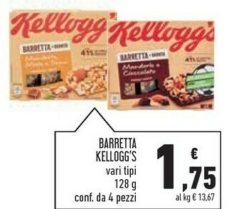 Conad Superstore Kellogg's - Barretta Mandorle E Cioccolato 128 G(ml) offerta