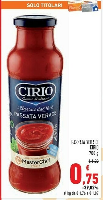 Conad Cirio La Verace Passata 700 G(ml) offerta