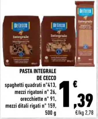 Conad PASTA INTEGRALE DE CECCO 500 g offerta