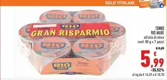 Conad Superstore Rio Mare Tonno All'Olio Di Oliva 80 G(ml) offerta