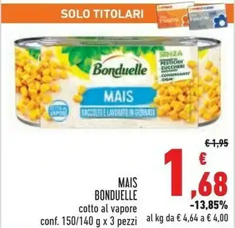 Conad Bonduelle Mais Cotto Al Vapore offerta
