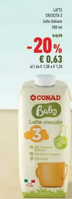 Conad Conad Baby Latte Crescita 3 offerta