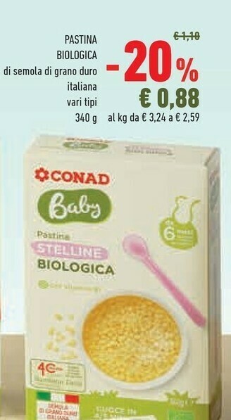 Conad Conad Baby Pastina Biologica offerta