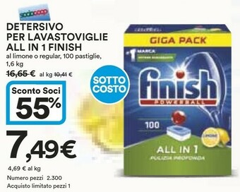 Ipercoop Finish Detersivo lavastoviglie offerta