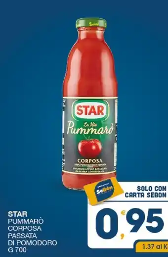 SeBón Supermercati Star pummarò corposa passata di pomodoro offerta