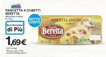 Ipercoop Beretta Pancetta Dolce A Cubetti offerta