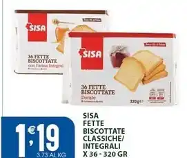 Sisa Sisa fette biscottate classiche /integrali offerta