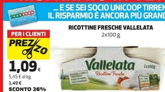 Coop Vallelata Ricottine Fresche offerta